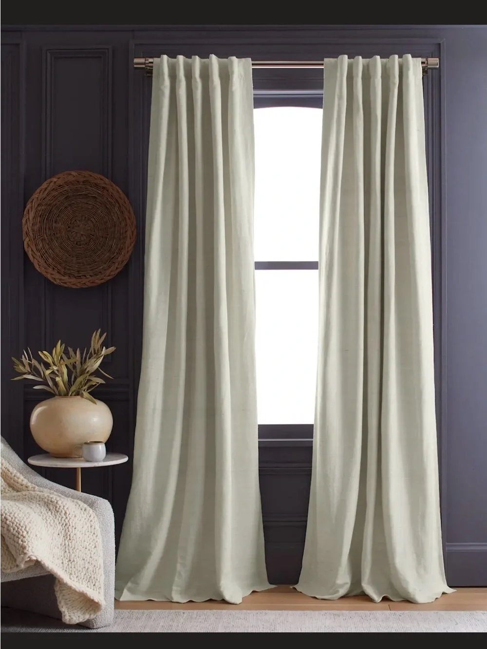 Quince Raw Silk Blackout Curtain - Single Panel - Ivory 48/108”